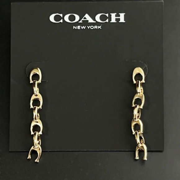 COACH Signature C Linear Earrings - Picture 1 of 4